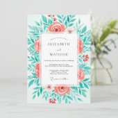 Invitation Mariage Botanique Coral Bloom (Debout devant)