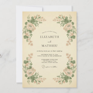 Invitation Mariage Botanique Coup de Foudre au Péché Rose