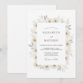 Invitation Mariage Botanique Crème Aérien (Devant / Derrière)