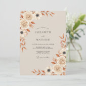 Invitation Mariage Botanique Crème Automne (Debout devant)