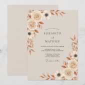 Invitation Mariage Botanique Crème Automne (Devant / Derrière)