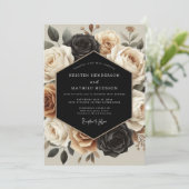Invitation Mariage Botanique Crème Opulent (Debout devant)