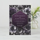 Invitation Mariage Botanique Crépuscule Prune (Debout devant)