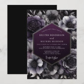 Invitation Mariage Botanique Crépuscule Prune (Devant / Derrière)