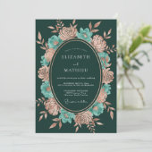 Invitation Mariage Botanique Cuivre Vert Chasseur (Debout devant)
