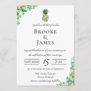 Invitation Mariage botanique d'ananas d'île tropicale