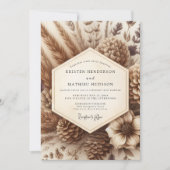 Invitation Mariage Botanique dans un Bois Brun (Devant)