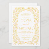 Invitation Mariage botanique d'automne jaune. Floral d'automn (Devant / Derrière)