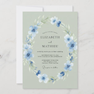 Invitation Mariage Botanique de Bois de Bleuet Sauge