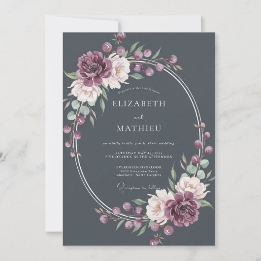 Invitation Mariage Botanique de Charbon de Minuit (Devant)
