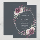 Invitation Mariage Botanique de Charbon de Minuit (Devant / Derrière)