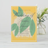 Invitation Mariage botanique de citron et de feuille dessinés (Debout devant)