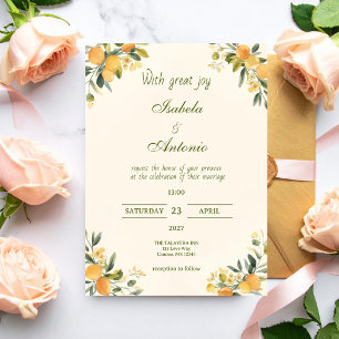 Invitation Mariage Botanique de Citrus Méditerranéen