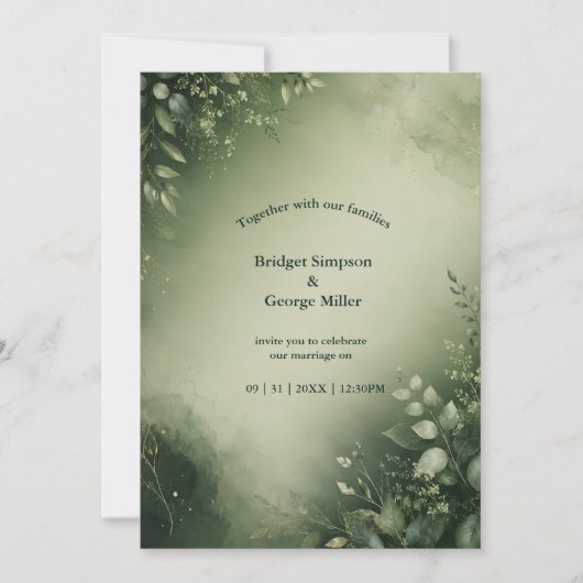 Invitation Mariage botanique de conte de fées élégant de saug (Devant)