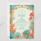 Invitation Mariage Botanique de Coquillages de Plage (Devant)