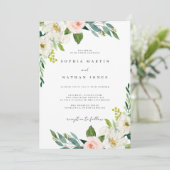 Invitation Mariage botanique de couleur vert pâle (Debout devant)