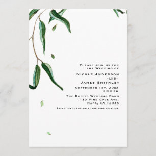 Invitation Mariage Botanique de Feuilles d'Eucalyptus Rustiqu