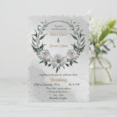 Invitation mariage botanique de fleurs blanches romantiques (Debout devant)