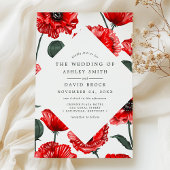 Invitation Mariage botanique de fleurs de pavot rouge
