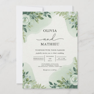 Invitation Mariage botanique de fleurs verdoyantes