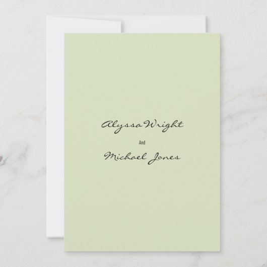 Invitation Mariage botanique de fleurs vert menthe blanche (Dos)