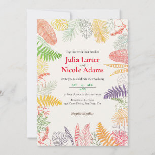 Invitation Mariage botanique de forêt sauvage à l'hibiscus tr