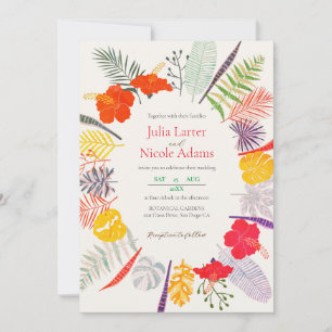 Invitation Mariage botanique de forêt sauvage à l'hibiscus tr