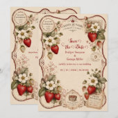 Invitation Mariage Botanique de Fraise Victorien (Devant / Derrière)