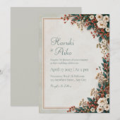 Invitation Mariage botanique de la baie de corail (Devant / Derrière)