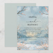 Invitation Mariage botanique de la branche Frosty (Devant / Derrière)