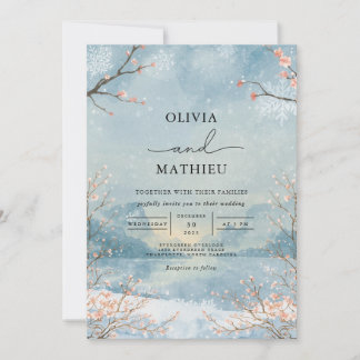 Invitation Mariage botanique de la branche Frosty