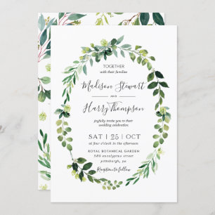 Invitation Mariage botanique de la couronne ovale Eucalyptus