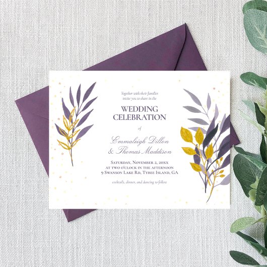 Invitation Mariage botanique de la Parties scintillant d'or v