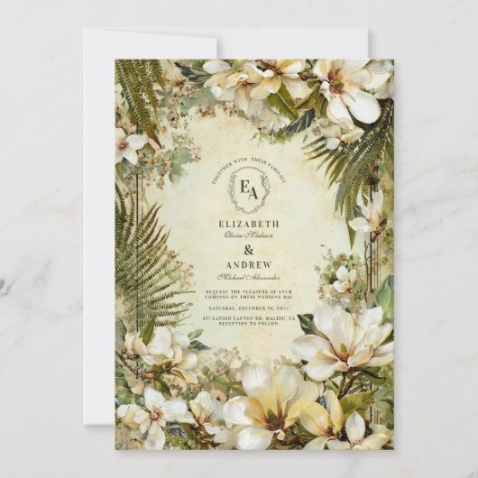 Invitation Mariage botanique de la verdure des bois (Devant)