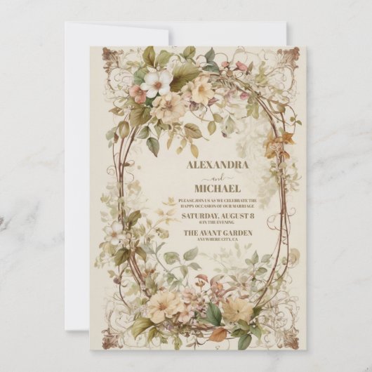 Invitation Mariage botanique de l'oasis de palmier séché (Devant)