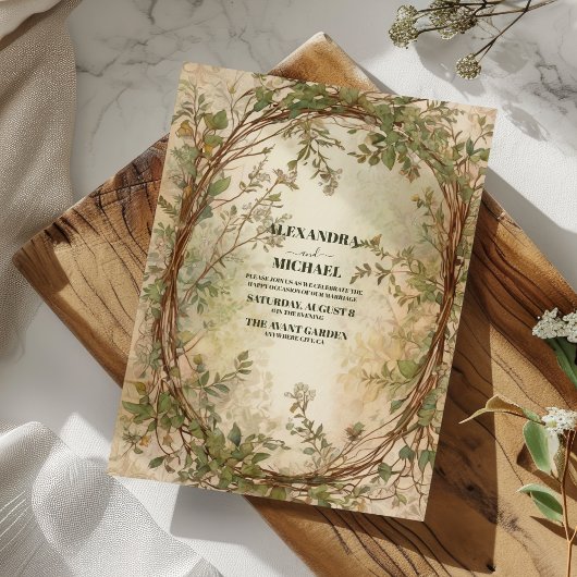Invitation Mariage botanique de l'oasis de palmier séché