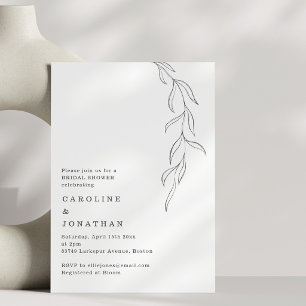 Invitation Mariage Botanique de Machine à Écrire Noir et Blan