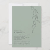 Invitation Mariage Botanique de Machine à Écrire Vert Sauge M (Devant)