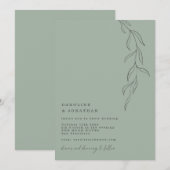 Invitation Mariage Botanique de Machine à Écrire Vert Sauge M (Devant / Derrière)