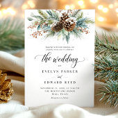 Invitation Mariage botanique de Noël d'hiver