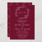 Invitation Mariage botanique de Paprika et Oyster Pink Boho (Devant / Derrière)