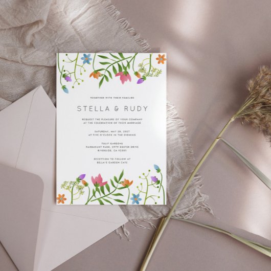 Invitation Mariage botanique de pays fleur sauvage