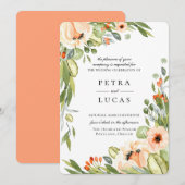 Invitation Mariage botanique de Pêche rustique (Devant / Derrière)