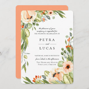 Invitation Mariage botanique de Pêche rustique