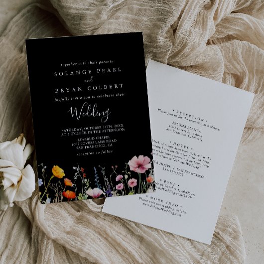 Invitation Mariage Botanique de Prairie Rustique Recto & Vers