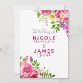 Invitation Mariage botanique de printemps en floral vif rose  (Devant)