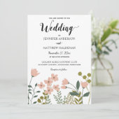 Invitation Mariage botanique de printemps rose blush (Debout devant)
