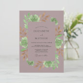 Invitation Mariage Botanique de Succulente Mauve (Debout devant)