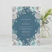 Invitation Mariage Botanique de Teal Midnight (Debout devant)