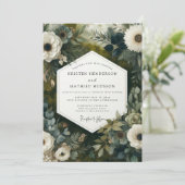 Invitation Mariage Botanique de Teinte de Tilleul Profond en (Debout devant)